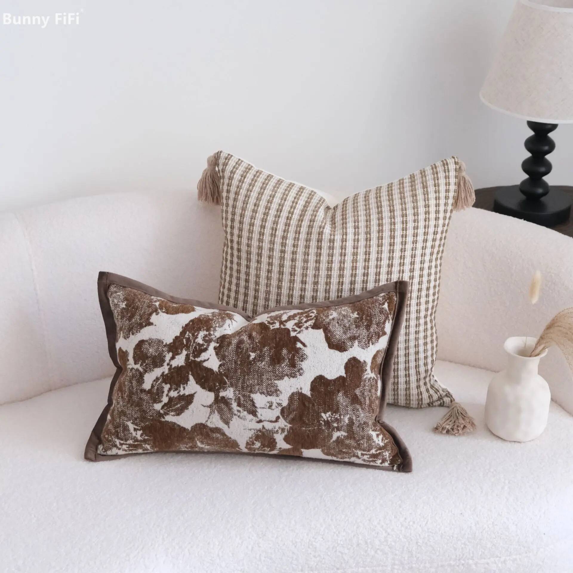 Vintage Floral Pattern Soft Case - Housse de coussin bohème à rayures