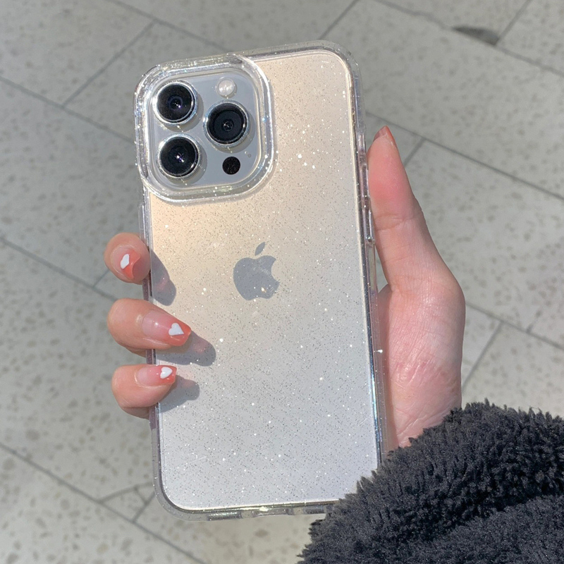 Clear Shockproof Bumper Case - Coque de téléphone transparente à paillettes