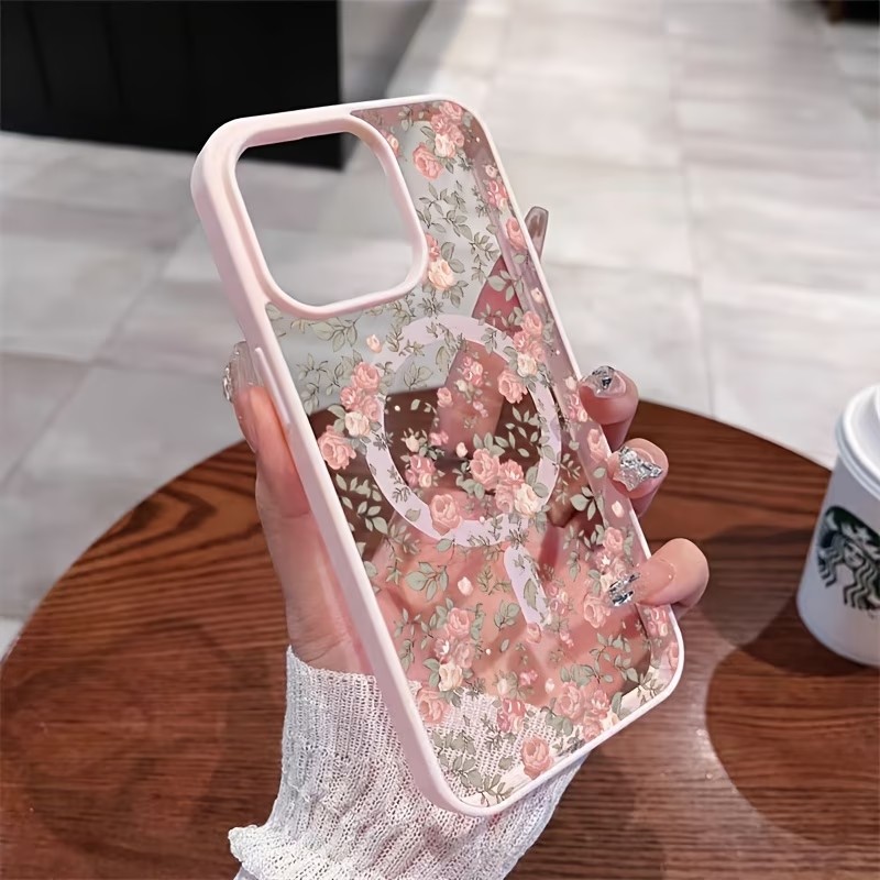 Clear Shockproof Bumper Case - Coque de téléphone magnétique transparente rose