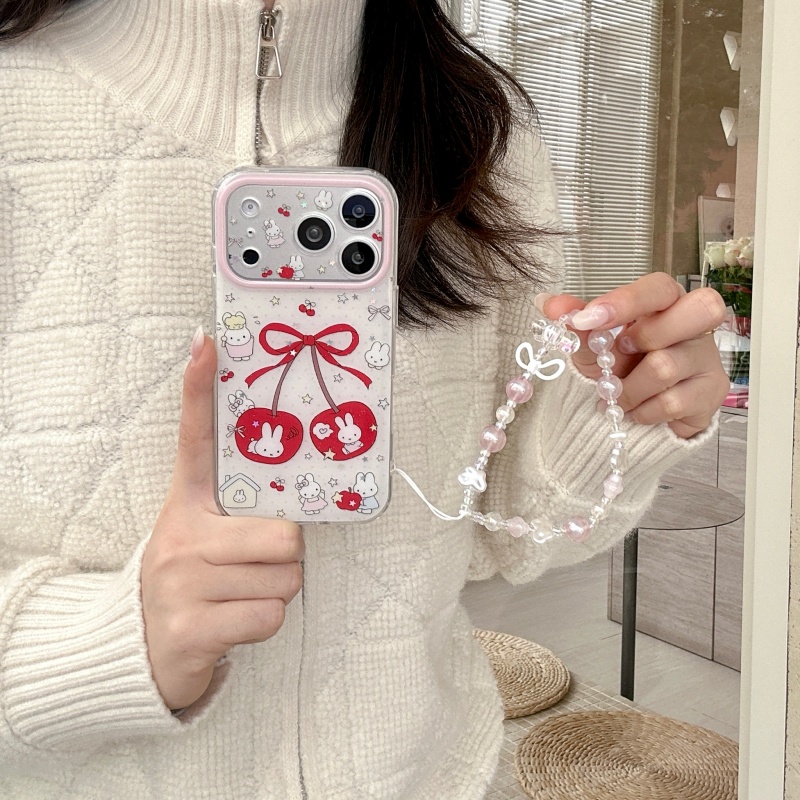 Coque de téléphone scintillant - Cute Cartoon Wrist Strap Silicone Case avis et prix