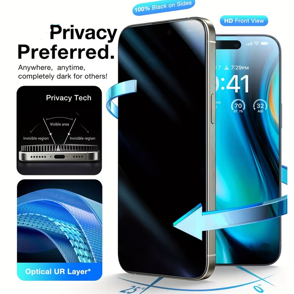 1-3 pièces de verre trempé ant - Anti Peek Privacy Tempered Glass avis et prix